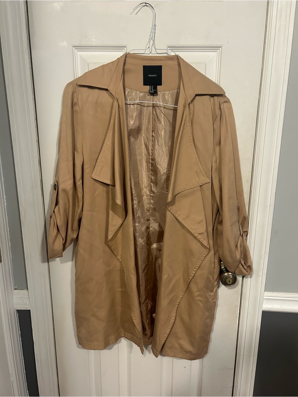Forever 21 Women's Light Tan Draped Trench Coat